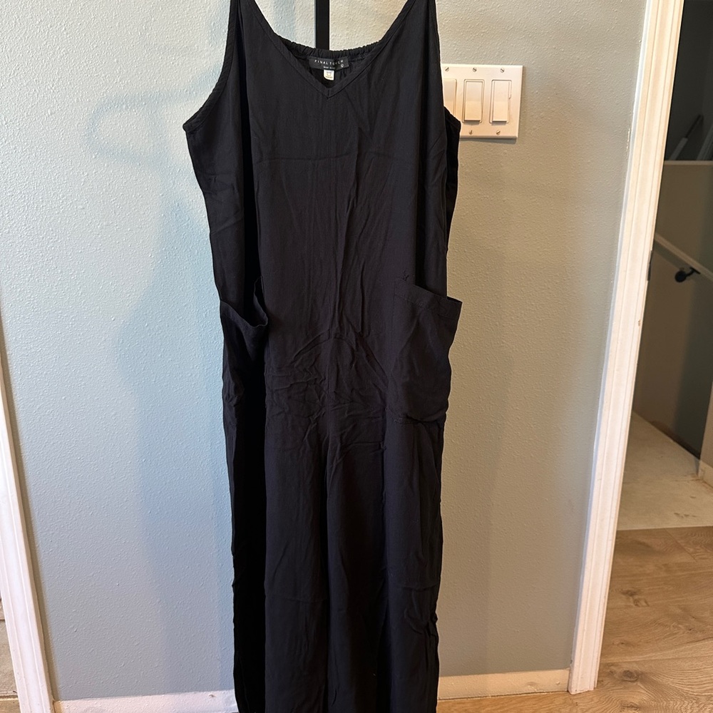 Final Touch Black Cotton Overalls